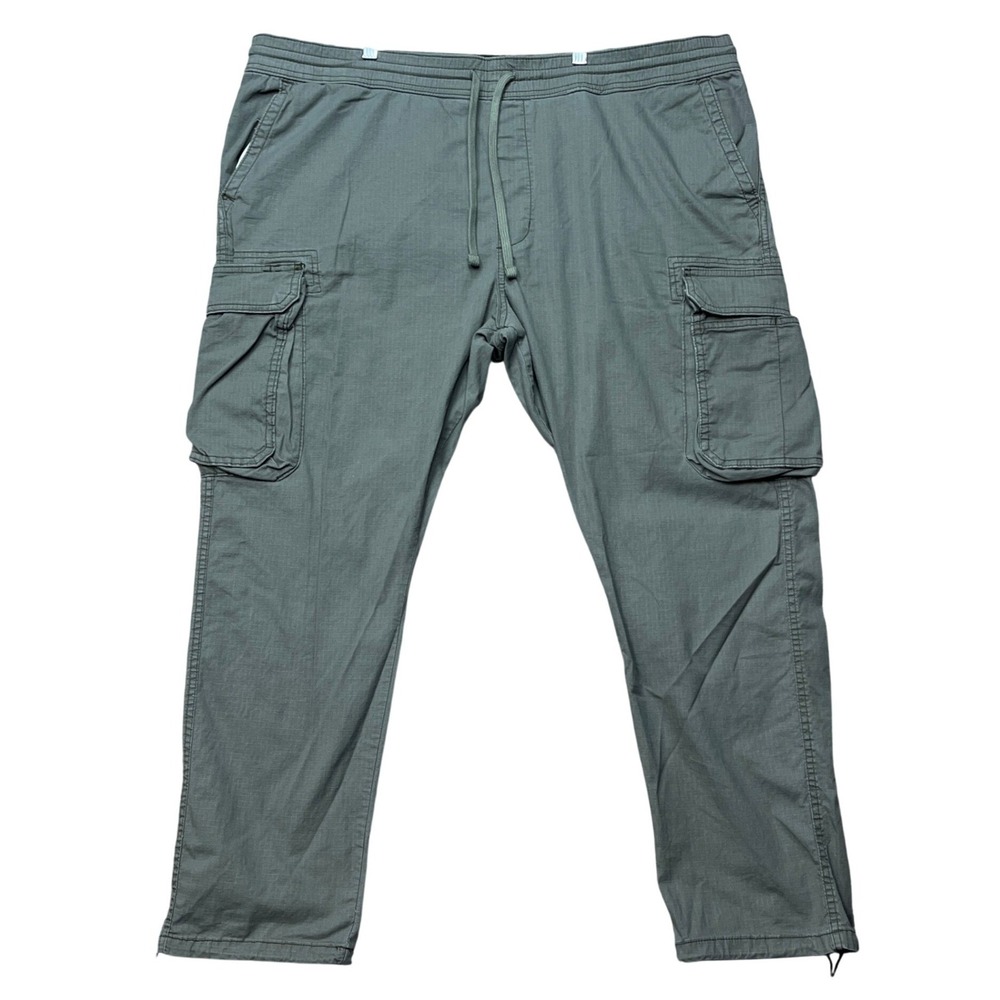 Wrangler Cargo Pants Mens 42x30 Olive Green Ripstop Elastic Waist Drawstring EUC